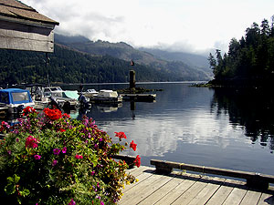 Desolation Sound dock and maountains